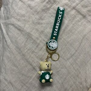 Starbucks Bear Keychain with green Strap